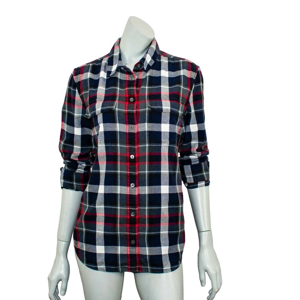 Equipment Femme Button front Flannel Shirt Blue Red Plaid Size XS - Picture 2 of 8